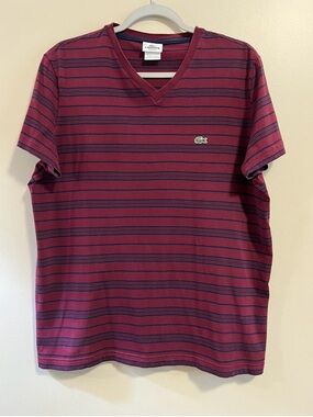 Lacoste Men's Short Sleeve Striped Cotton T-shirt Size 6